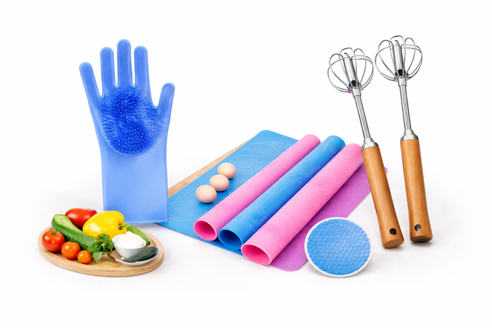 3-in-1 Kitchen Bundle – Silicone Glove + Baking Mat + Egg Beater