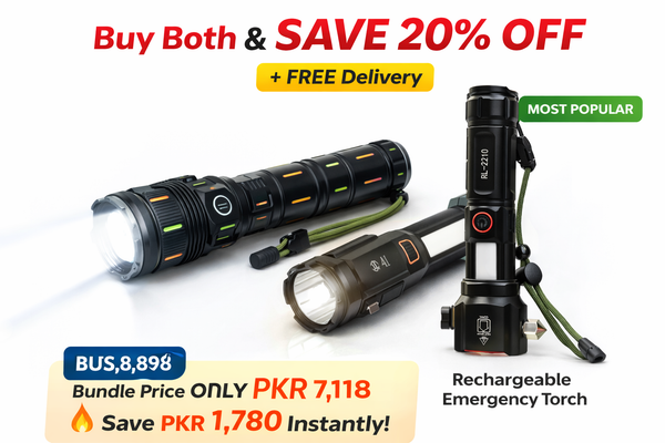 Lighting Combo – Tactical Torch + Emergency Light (20% OFF Bundle)