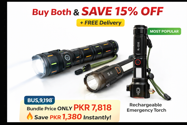 Ultimate Lighting Combo – Tactical Torch + Emergency Light (15% OFF Bundle)