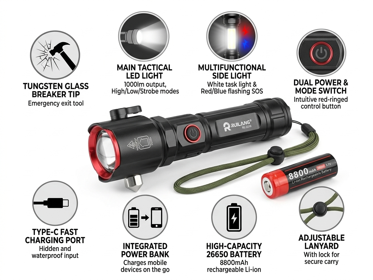 5-in-1 Rechargeable Emergency Torch