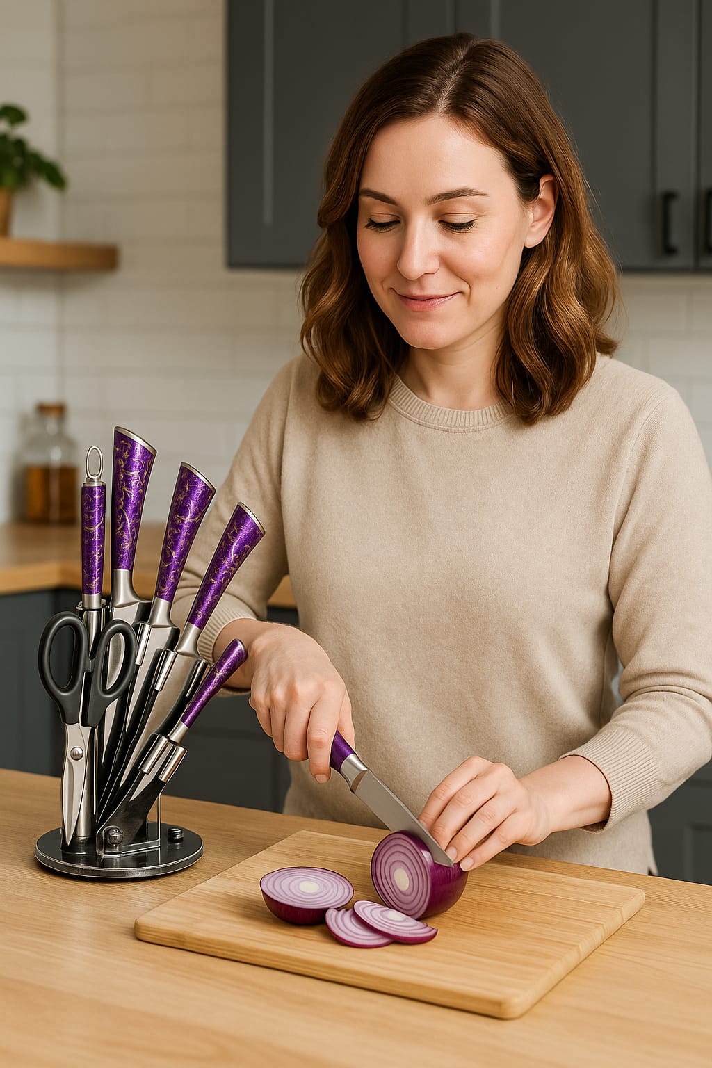 Royal Luxe 8-Piece Kitchen Knife Set with Acrylic Stand